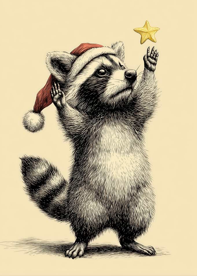 Christmas Raccoon with Star