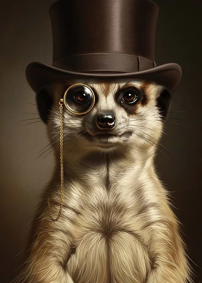 Dapper Meerkat with Monocle and Top Hat
