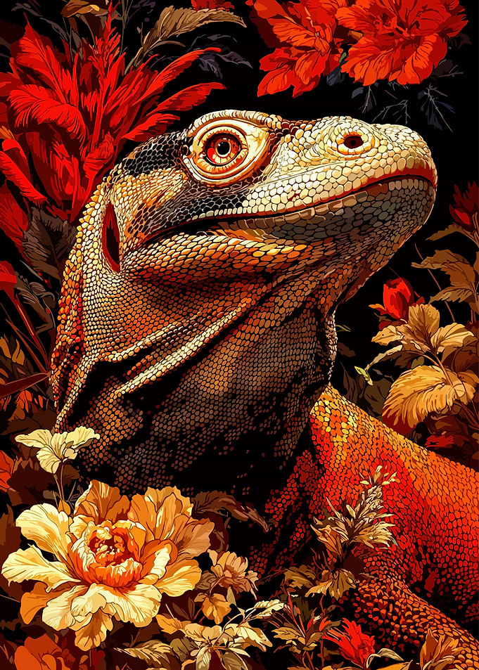 Lizard in Floral Arrangement