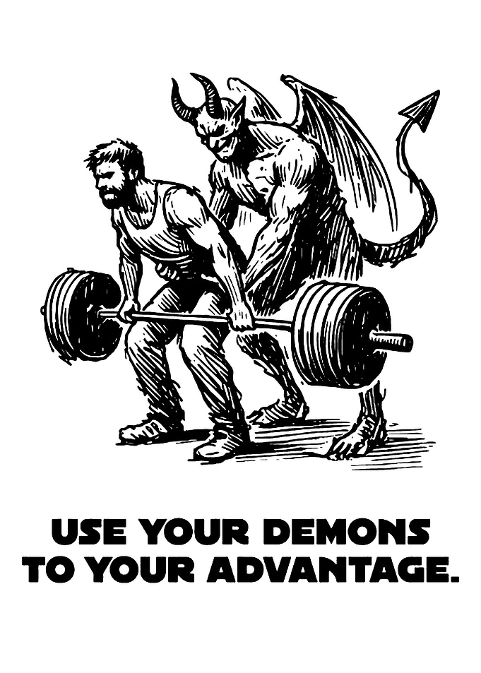 Demons and Deadlifts: Motivational Fitness Art