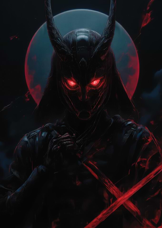 Demon Samurai with Red Eyes