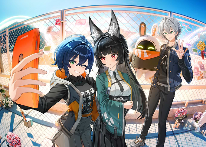Anime Characters Taking Selfie with Robot