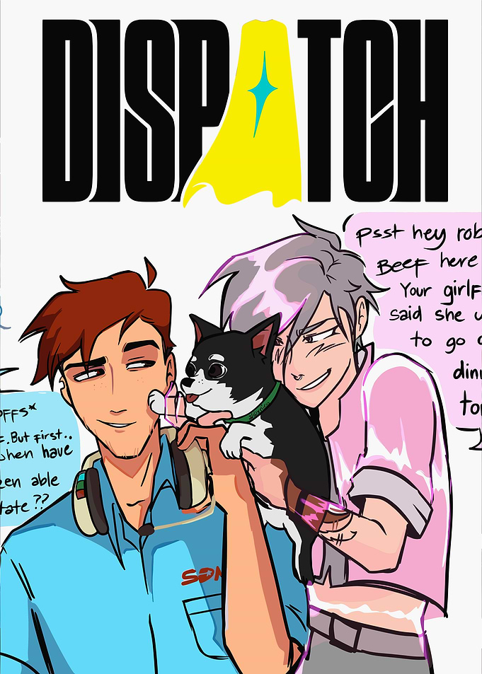 Dispatch Comic with Two Men and Dog