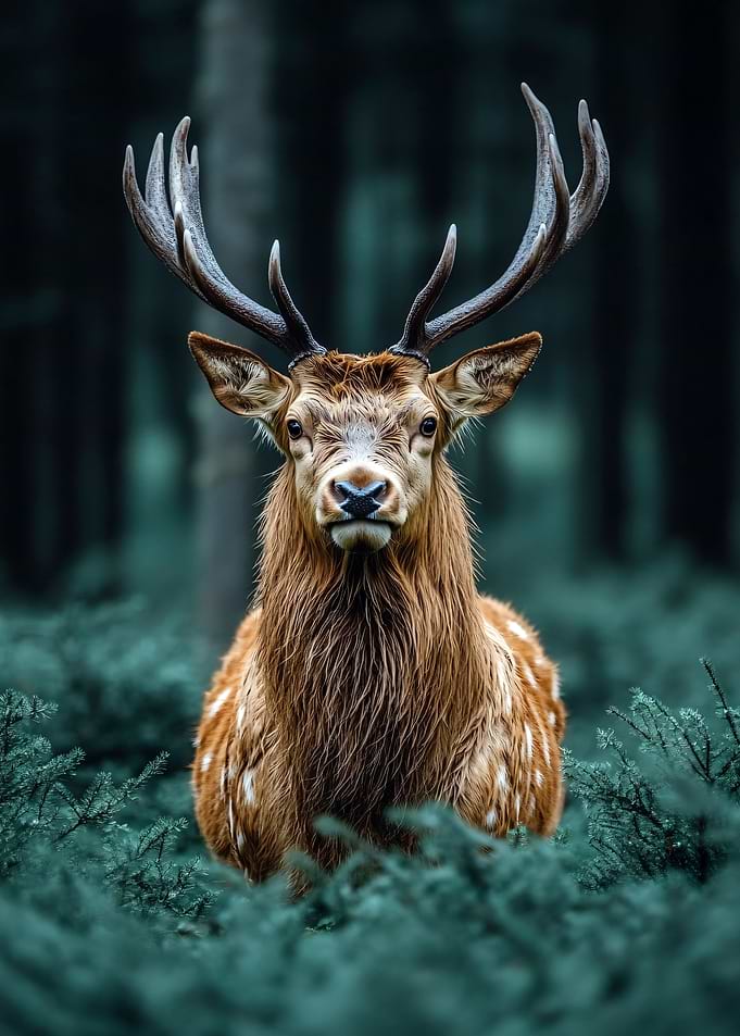 Majestic Deer Portrait in Forest