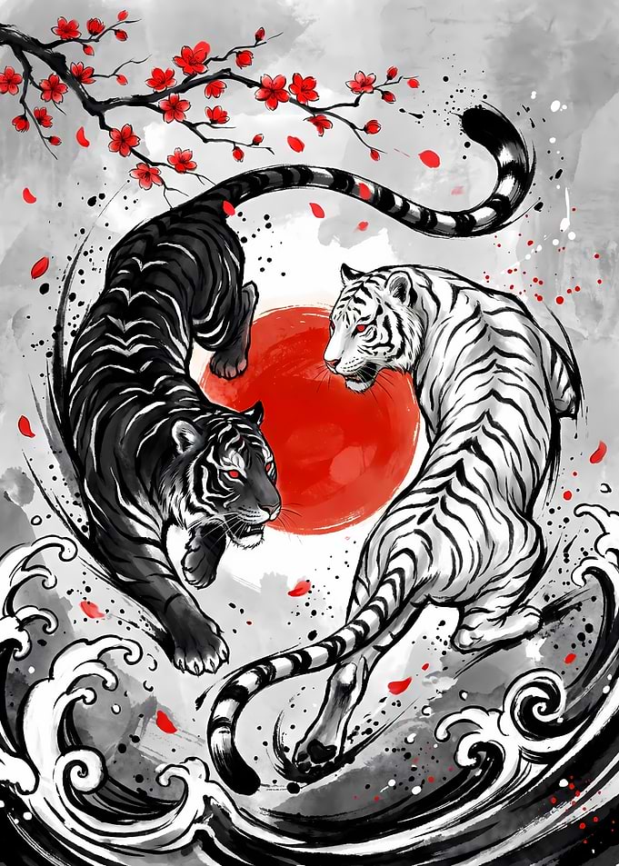 Tiger Yin Yang Japanese Art