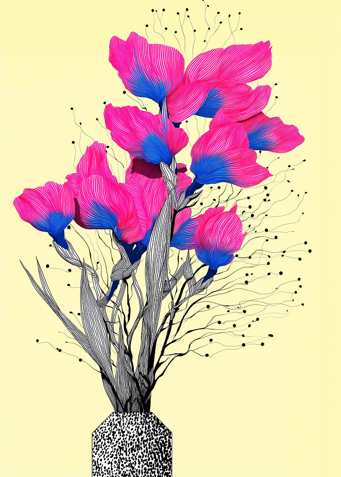 Abstract Floral Arrangement in Vase