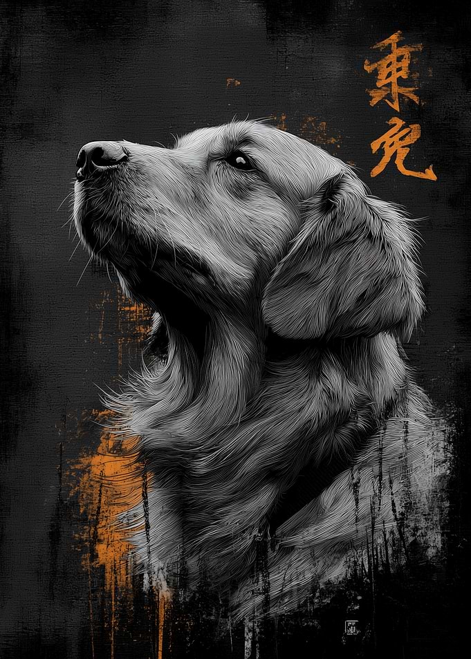 Ukiyo Minimalism Golden Retriever