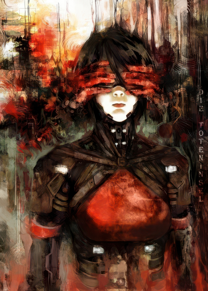Blindfolded Woman in Abstract Digital Art