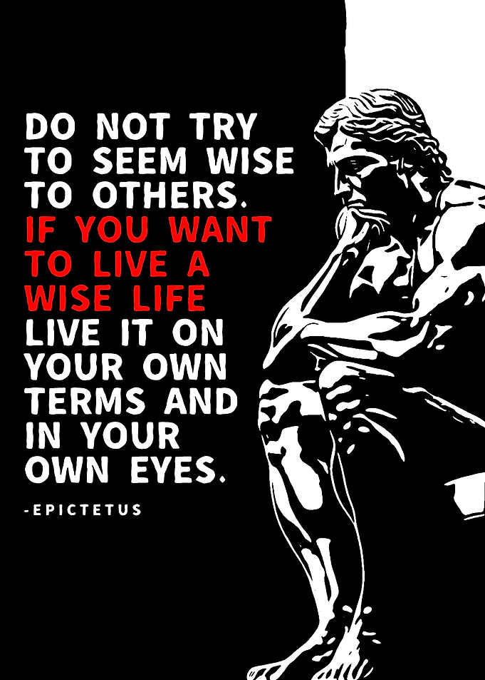 Epictetus Quote with Statue Illustration