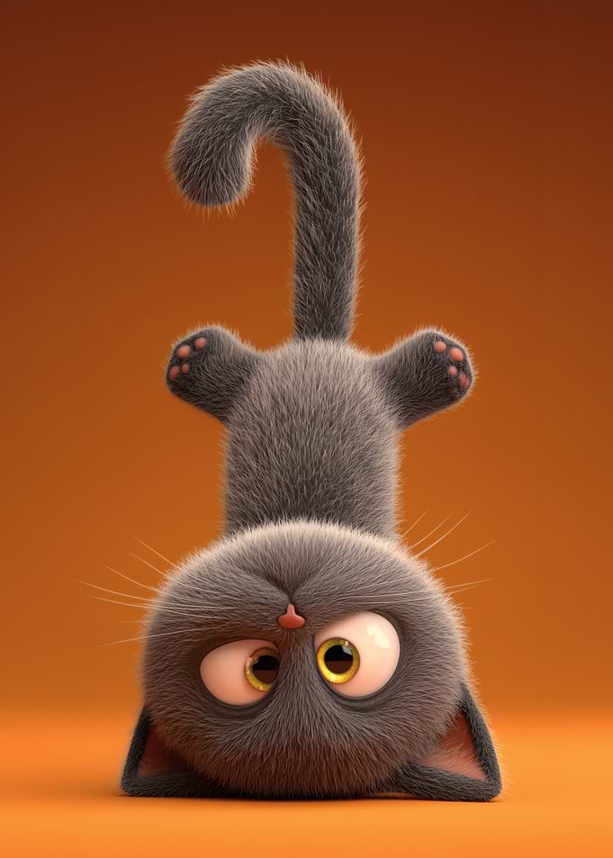 Cartoon Cat Upside Down