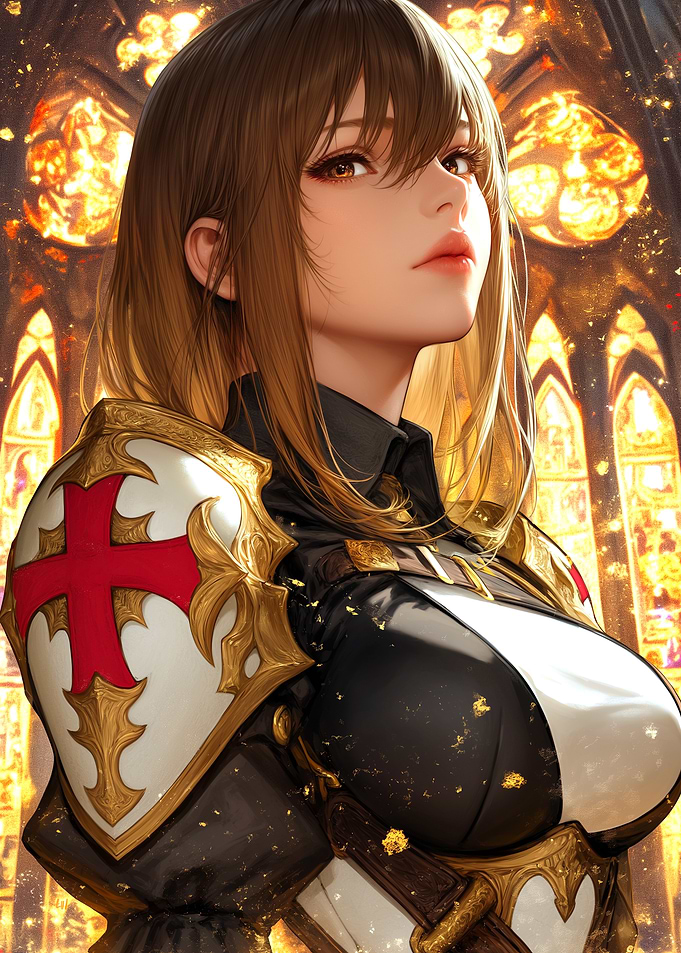Anime Knight Girl with Red Cross