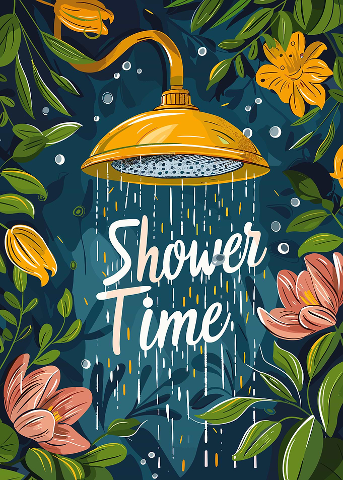 Shower Time Floral Illustration