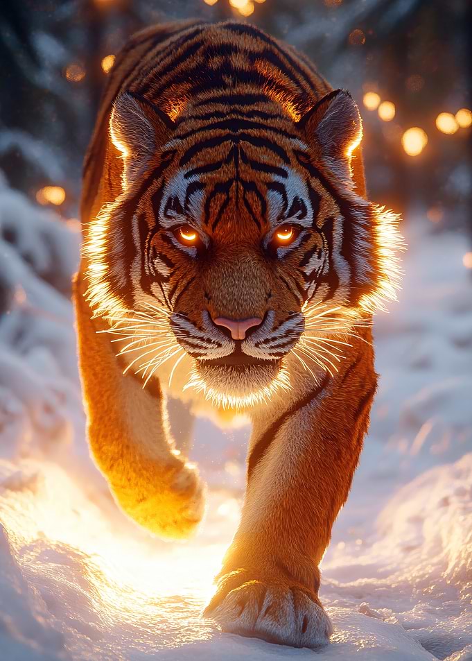 Glowing Tiger in Winter