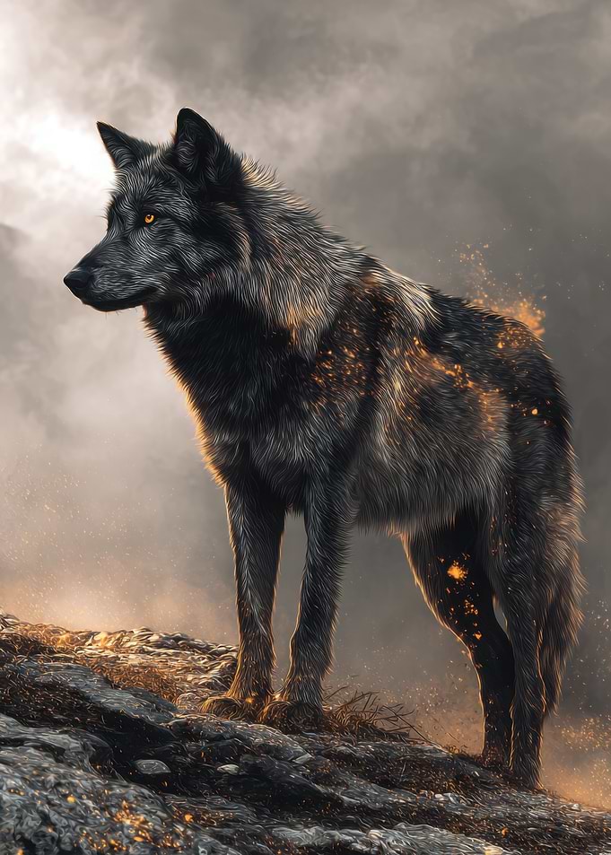 Majestic Black Wolf