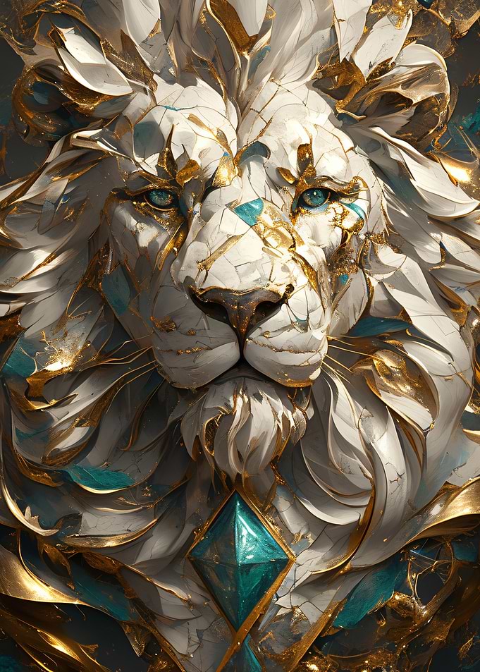 Marble and Gold Lion Head