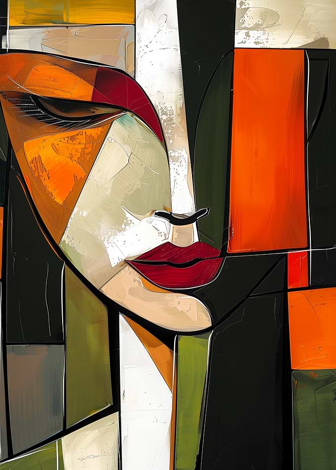 Cubist Woman in Warm Tones