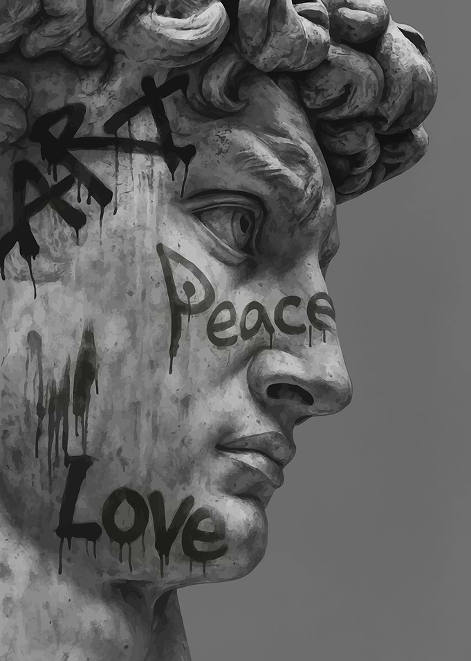 David Statue with Graffiti Art