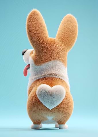 Cute Corgi with Heart-Shaped Fur
