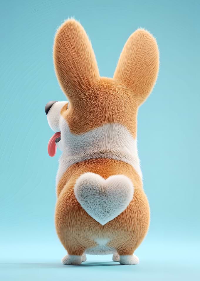 Cute Corgi with Heart-Shaped Fur