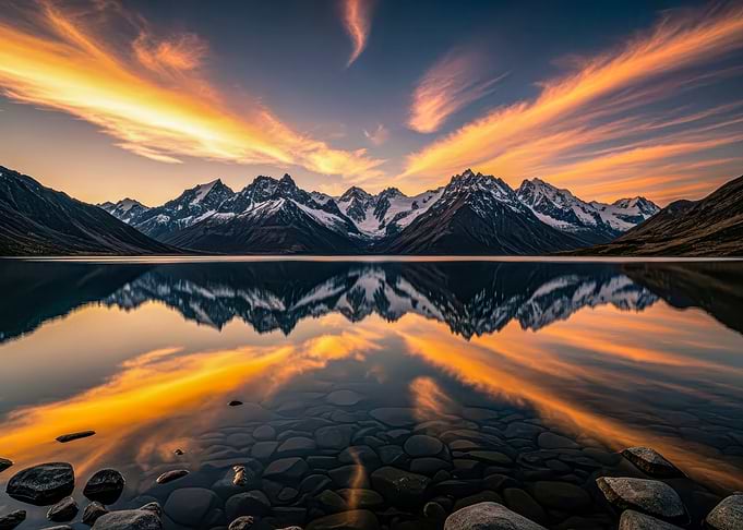 Mountain Lake Reflection at Sunset