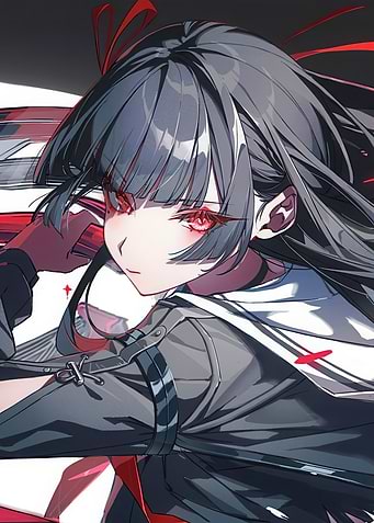 Anime Girl with Red Eyes
