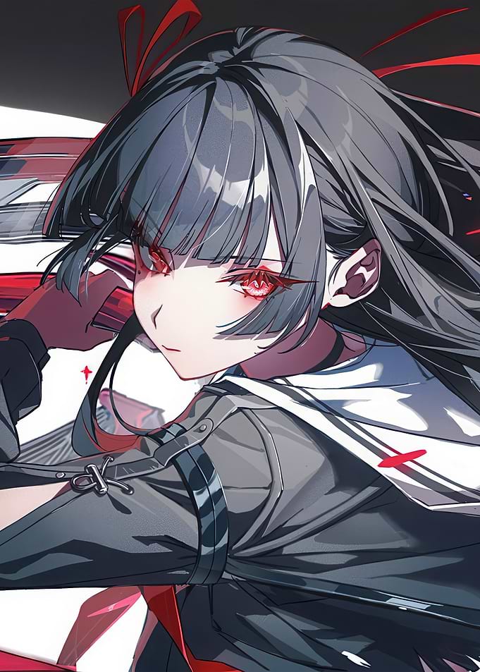 Anime Girl with Red Eyes