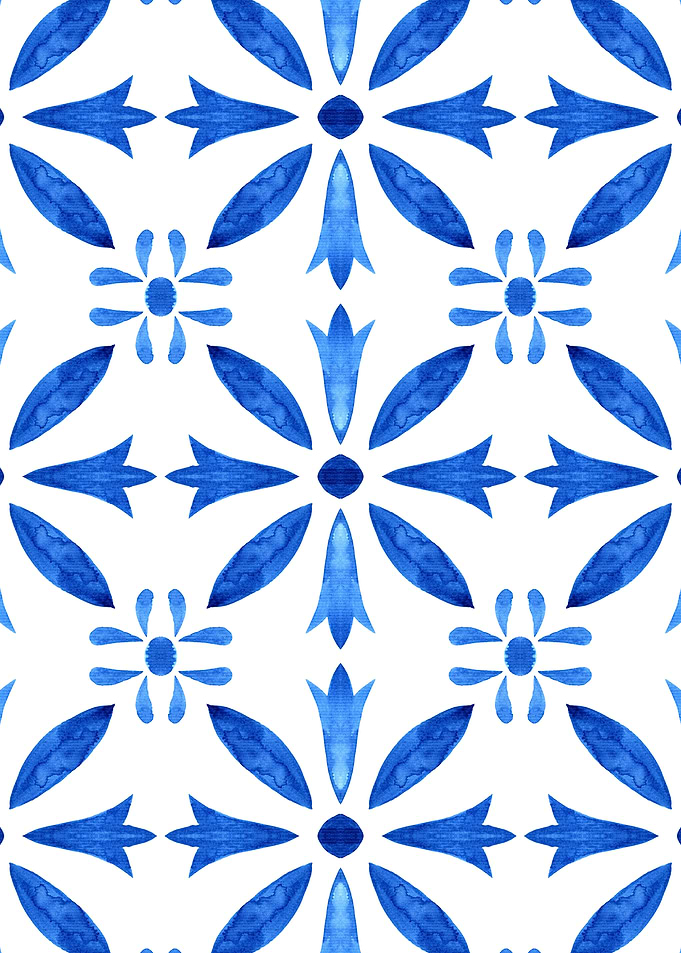 Blue Floral Pattern Watercolor