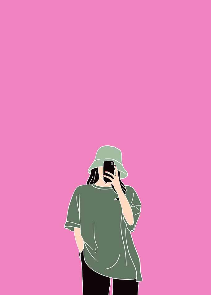 Girl taking selfie with smartphone