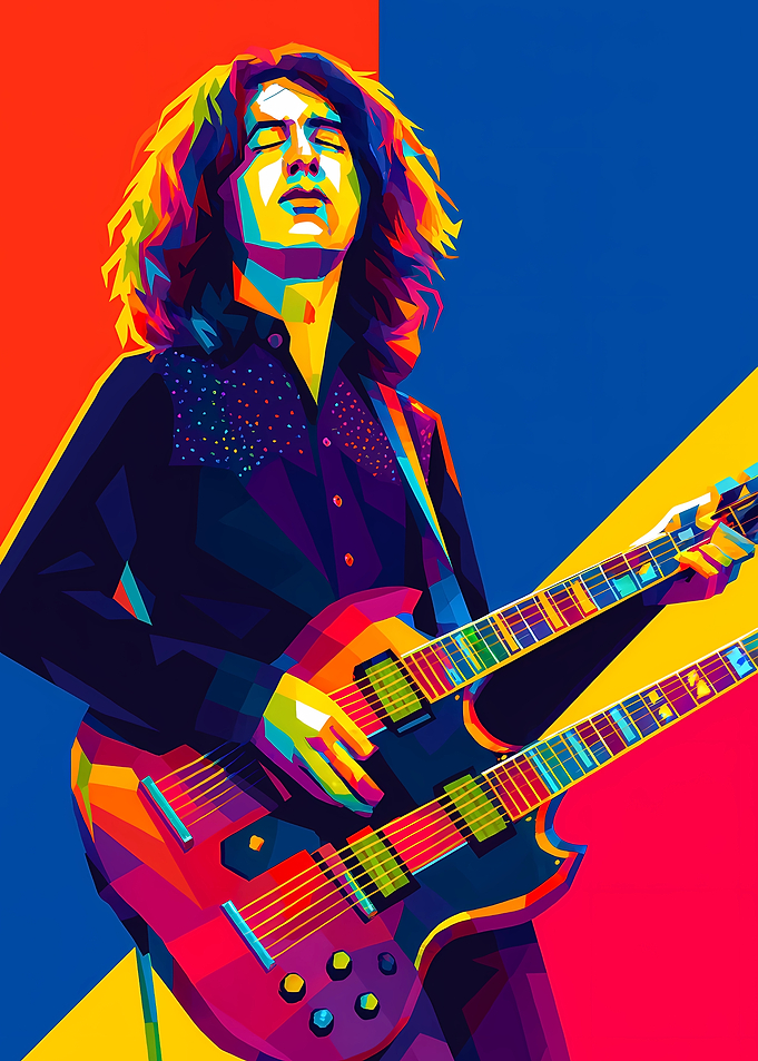 Jimmy Page Colorful Pop Art Portrait