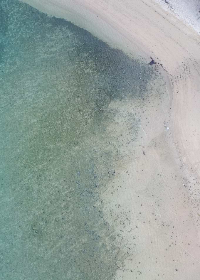 Aerial view of beach and water