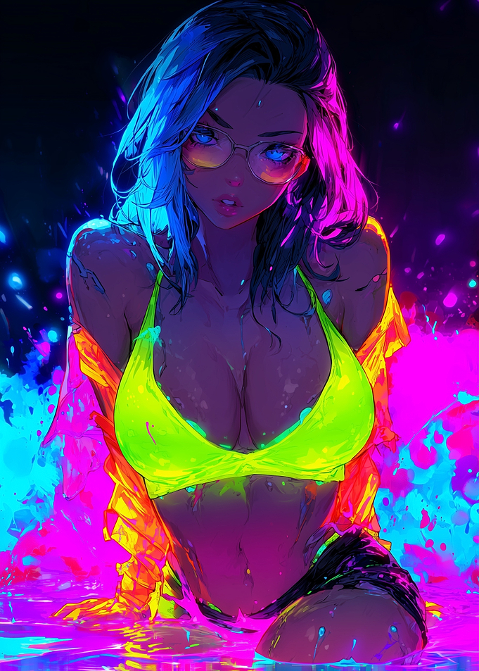 Neon Girl in Water