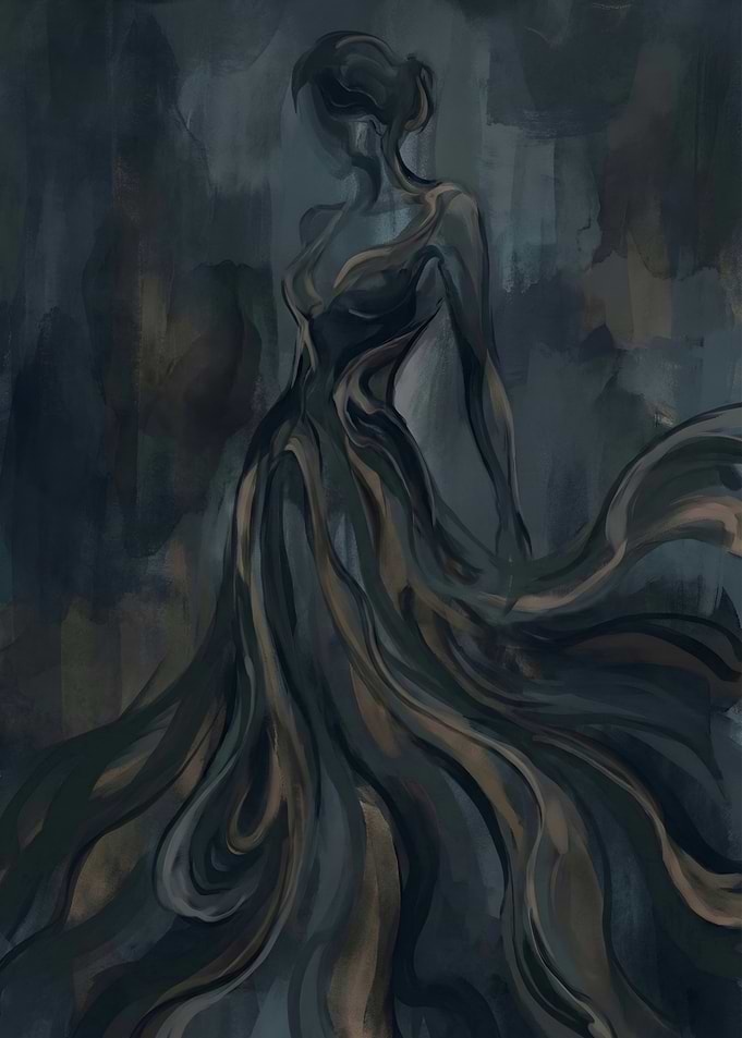 Abstract Woman in Dress Painting