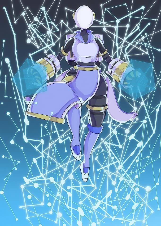Stylized Character with Energy Weapons