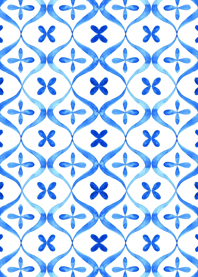 Blue Floral Watercolor Pattern