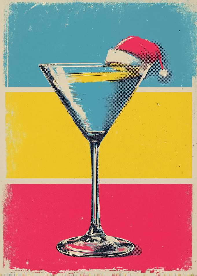 Christmas Martini Retro Art