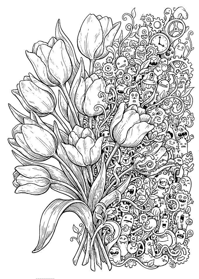 Tulips and Doodle Monsters