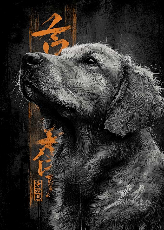Ukiyo Minimalism Golden Retriever