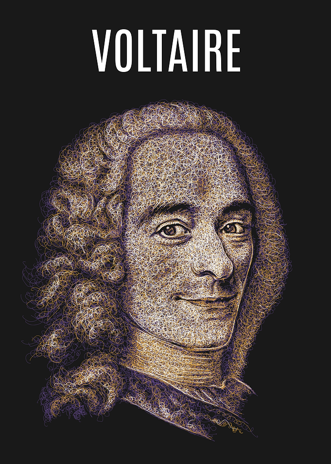Voltaire Portrait Scribble Art