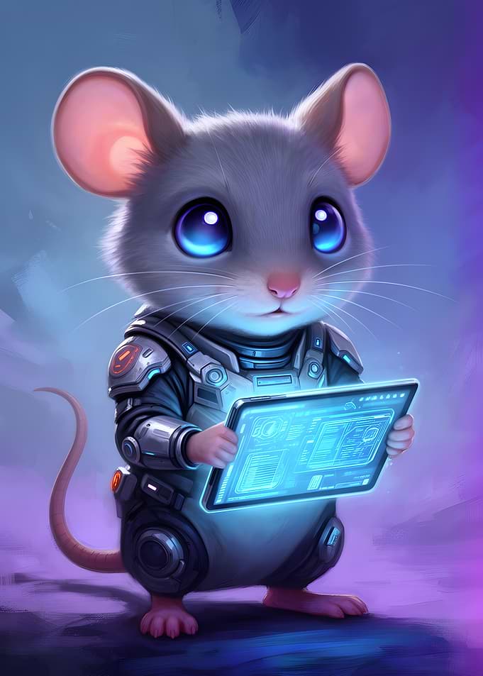 Mouse in Spacesuit with Tablet