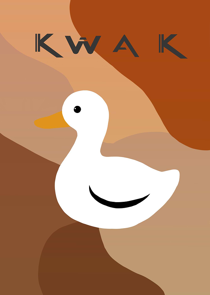 Minimalist Duck Illustration with 'KWAK' Text