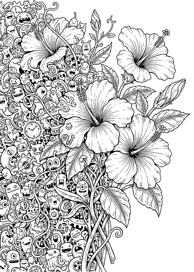 Hibiscus and Doodle Art