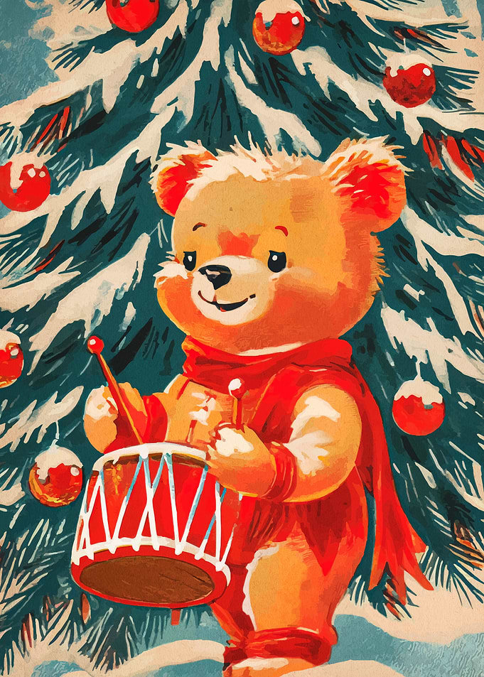 Christmas Teddy Bear Drummer