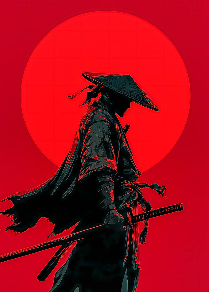 Samurai Warrior with Red Sun