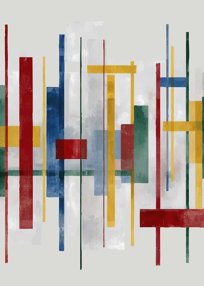 Abstract Geometric Color Block Painting
