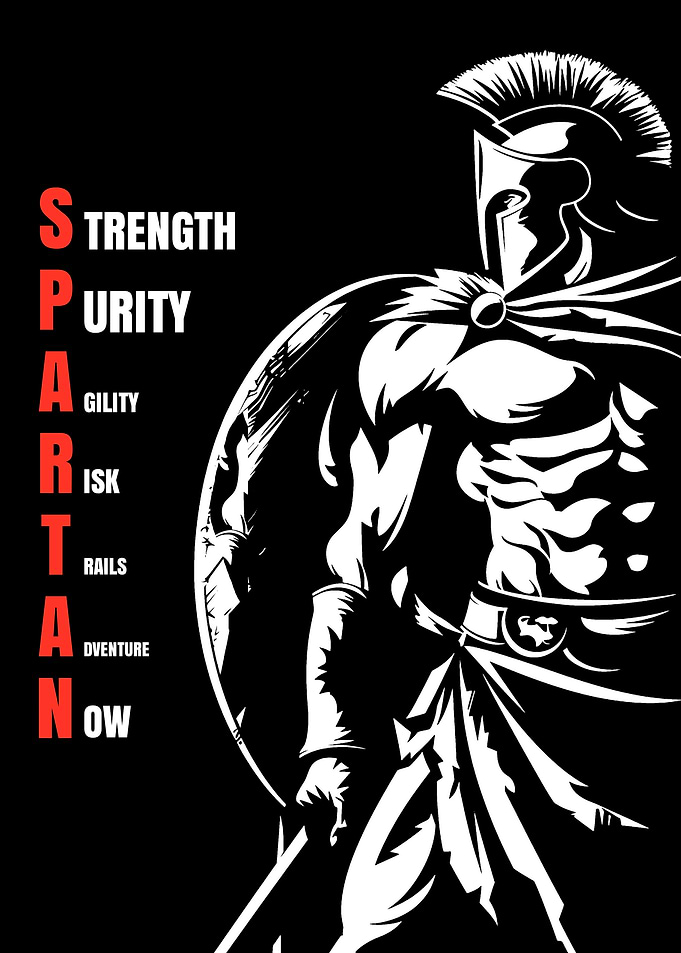 Spartan Warrior Black and White Illustration