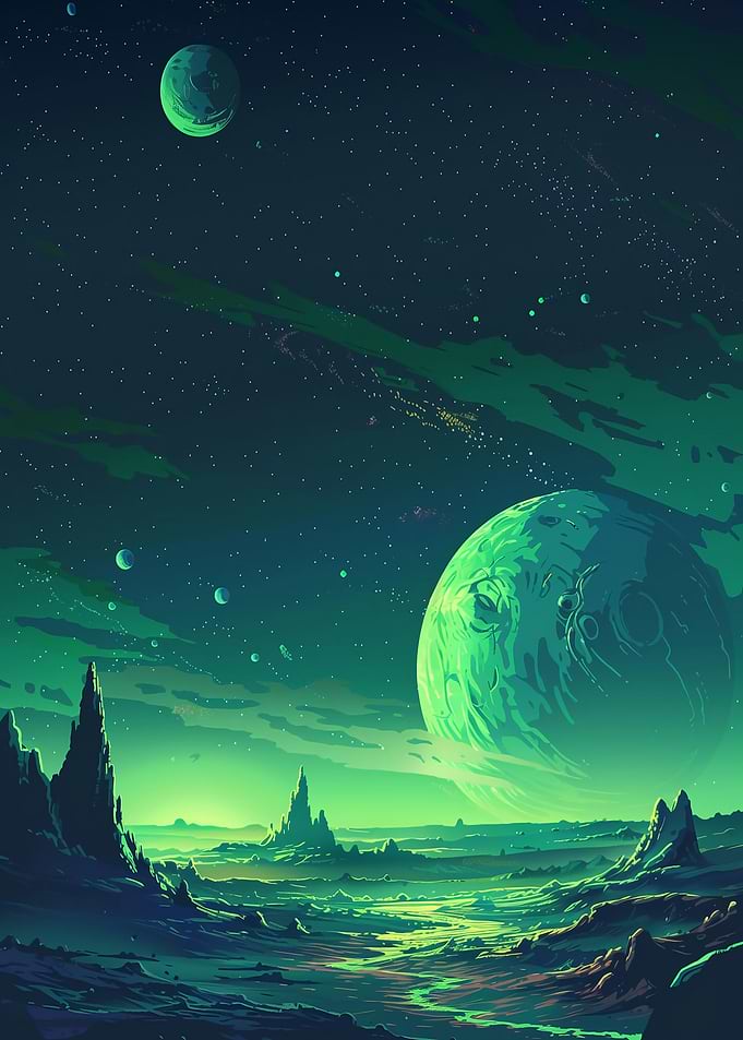 Green Alien Planet Landscape