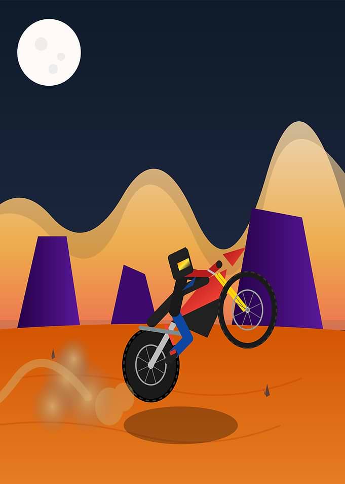 Motorcycle Stunt Under Moonlight