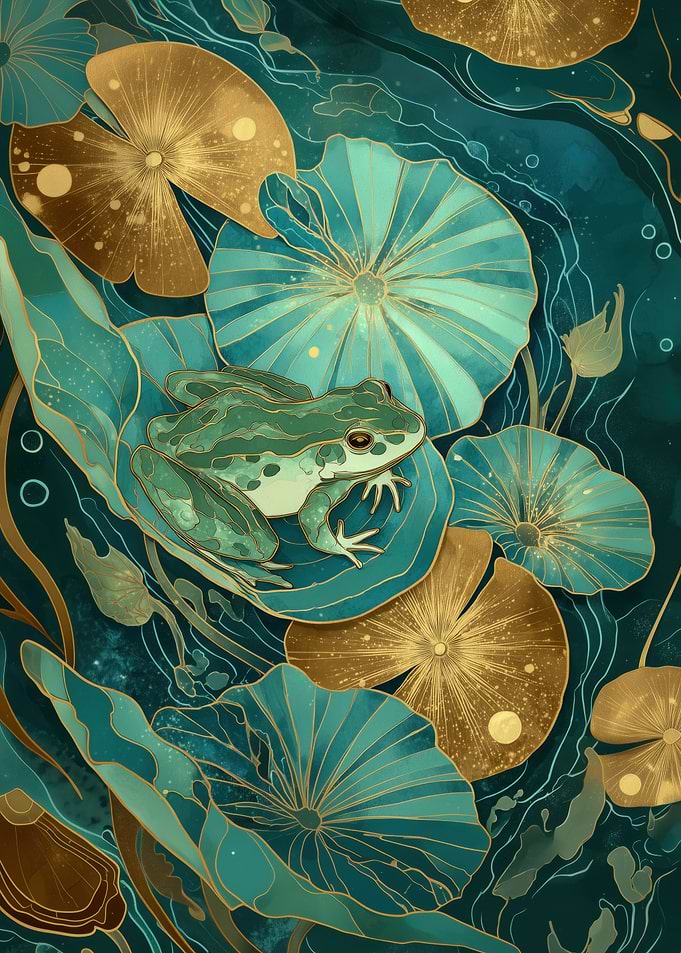 Frog on Lily Pads Art