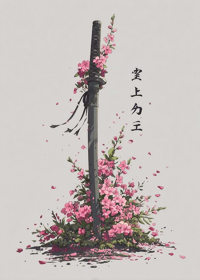 Katana and Cherry Blossoms