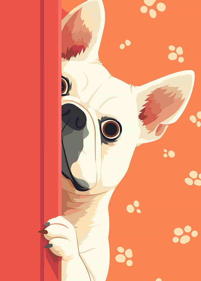 Peeking French Bulldog Illustration